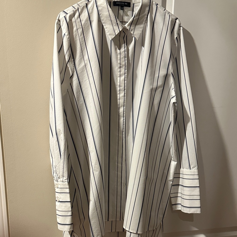 Lafayette 148 New York stripe blouse xxl